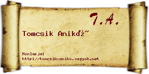 Tomcsik Anikó névjegykártya